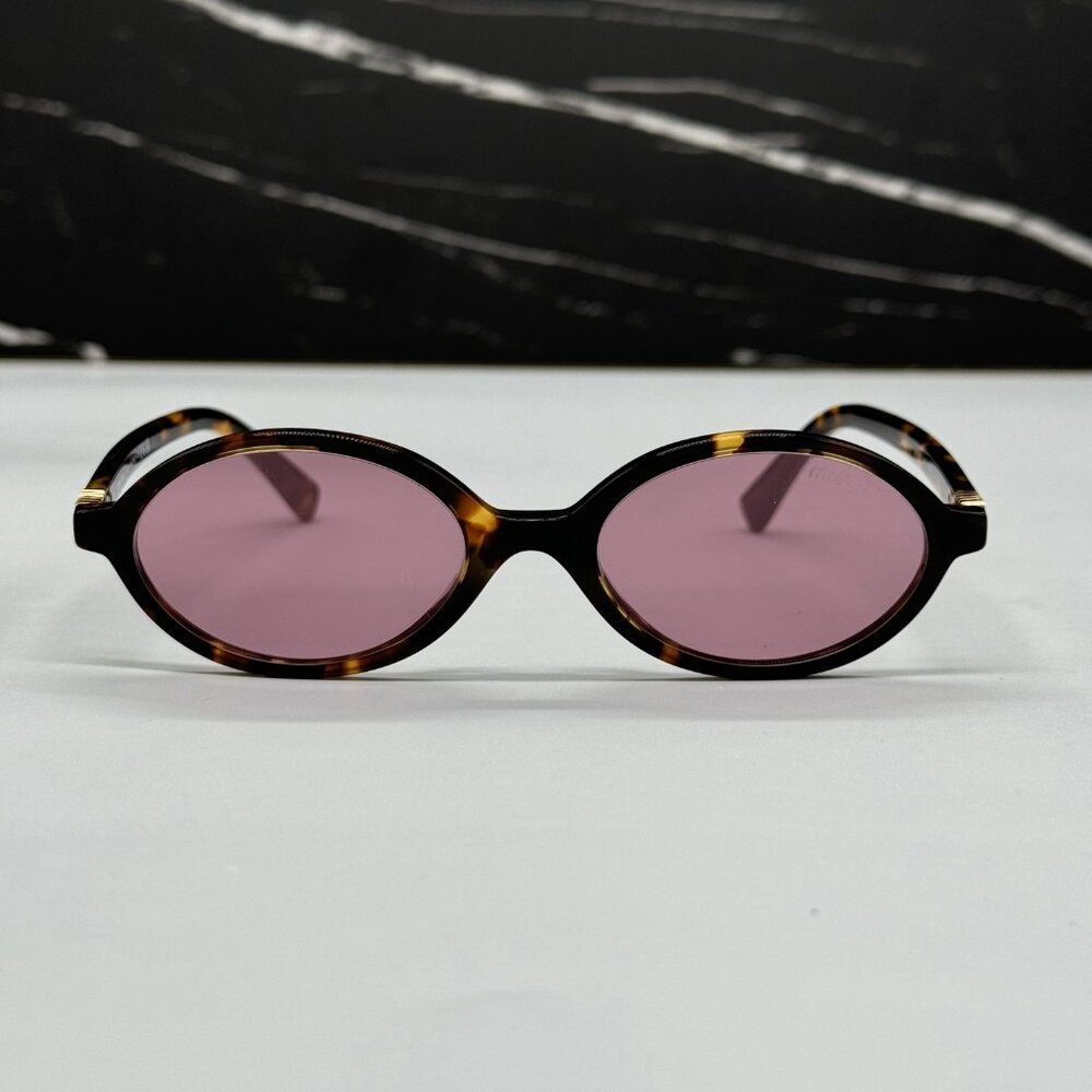 NEW MIU MIU MU04ZS VAU50D OVAL WOMEN MIU MIU SUNGLASSES MU04ZSF PINK MIU MIU - Picture 3 of 12